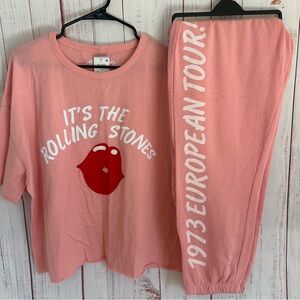 NEW! The Rolling Stones Matching Lounge track pants and crop top size XXL